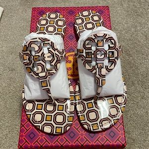 Gently used Tory Burch ballet pink octagon square Miller sandals